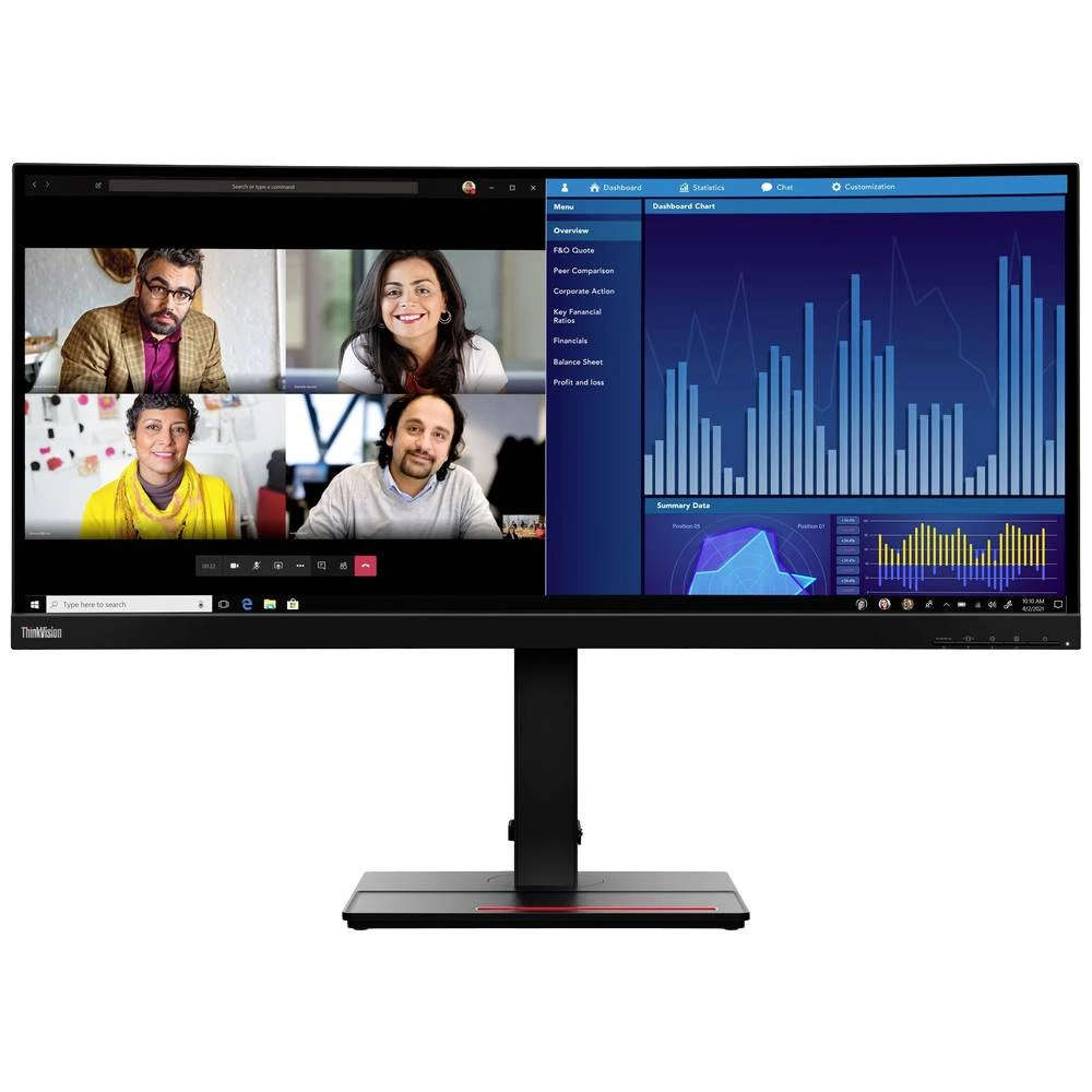 Lenovo ThinkVision P34w-20 LED zaslon Energetska učinkovitost 2021 F (A - G) 86.4 cm (34 palac) 3440 x 1440 piksel 21:9 slika