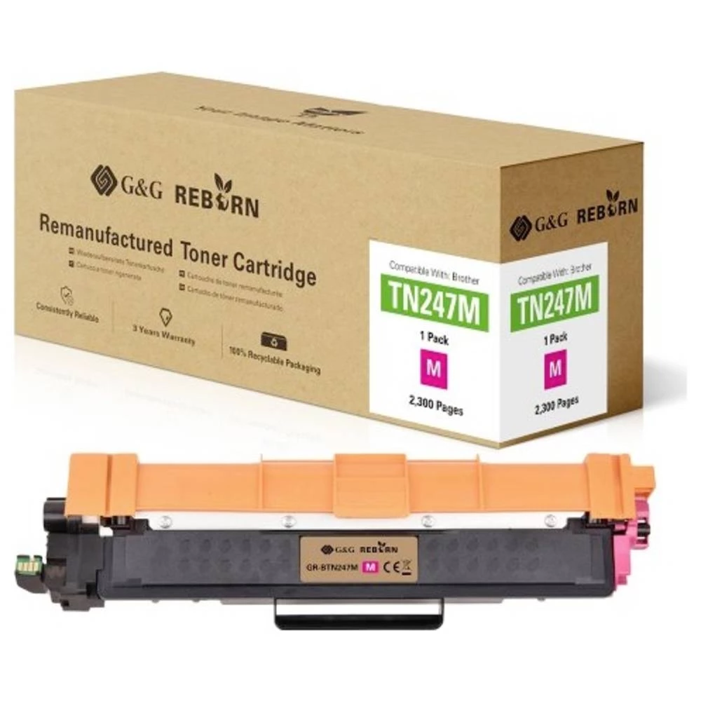 G&G toner zamijenjen Brother TN-247M kompatibilan  purpurno crven 2300 Stranica Reborn remanufactured 21186 slika