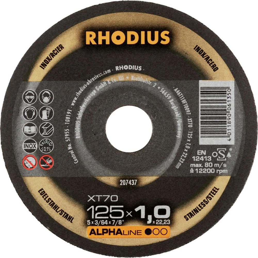 Rhodius XT70 207437 rezna ploča ravna 125 mm 1 St. nehrđajući čelik, čelik slika