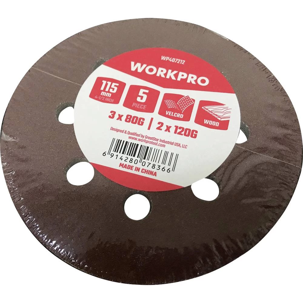 WorkPro WP407212 brusni papir za brusnu ploču (Ø) 115 mm 5 kom. slika