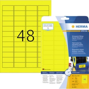 Herma 8030 Etikete (A4) 45.7 x 21.2 mm Poliester film Žuta 1200 ST Ekstra jako prianjanje Vrsta naljepnice slika