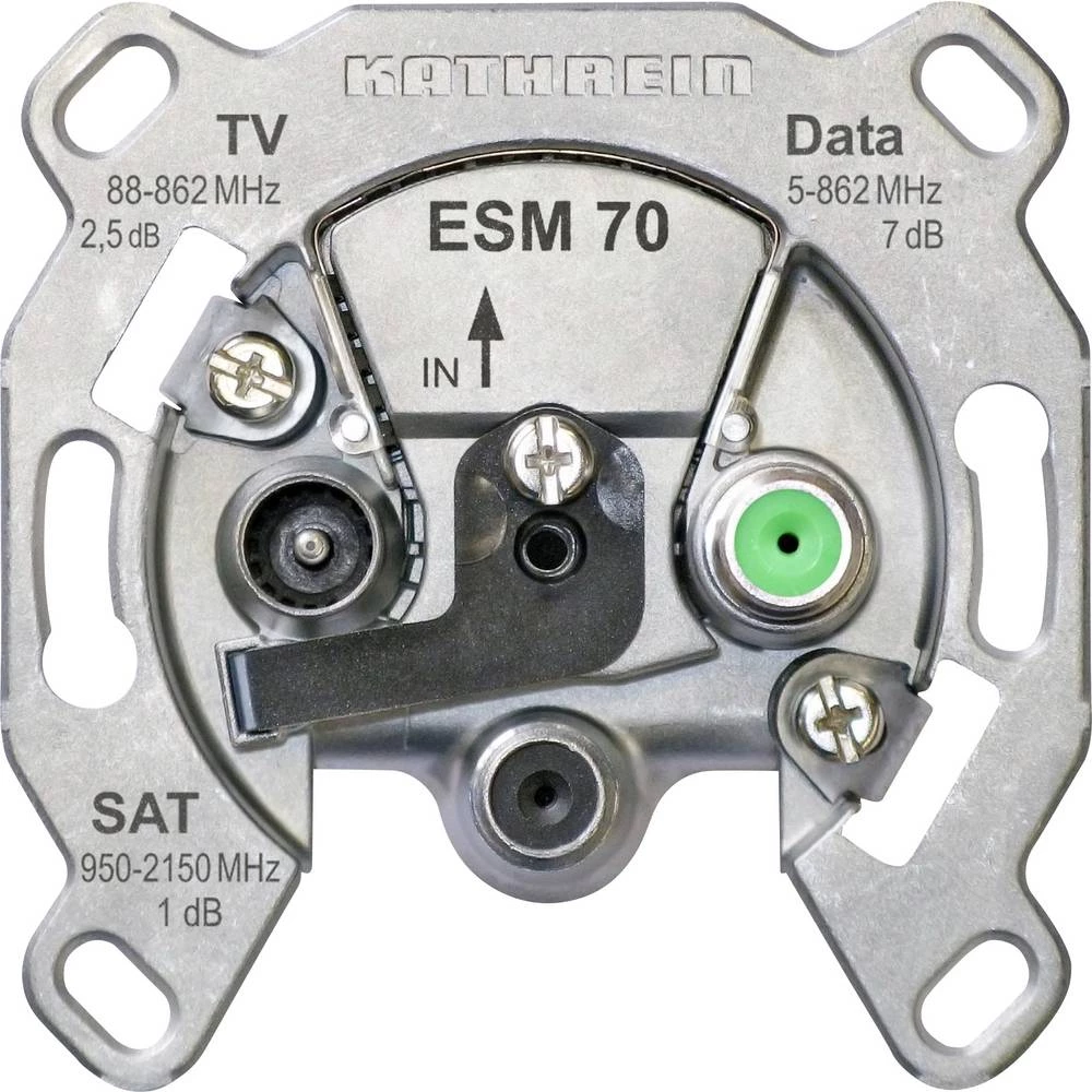 Kathrein ESM 70 antenska utičnica sat, tv, fm, data podžbukna, vijčano pričvršćenje utičnica za jedan priključak, utični slika