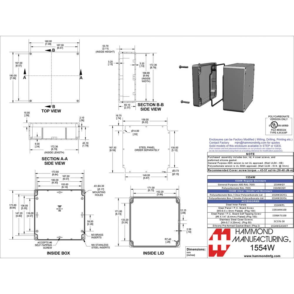 Hammond Electronics 1554WGY Univerzalno kućište ABS Siva 1 ST slika