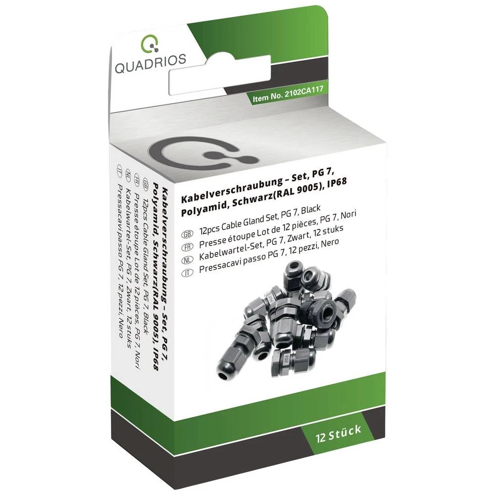 Quadrios 2102CA117 asortiman uvodnica PG7 PA66 crna 1 Set slika