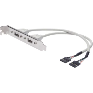 Digitus USB 2.0 Priključni kabel [2x 5-polni interni muški konektor USB 2.0 - 2x Ženski konektor USB 2.0 tipa A] 0.25 m Bež slika