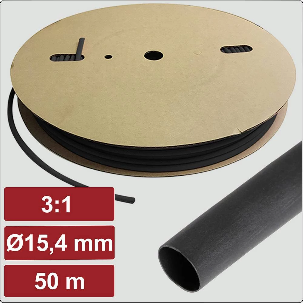 Electronic Garage EG25CA072 skupljajuća cijev s ljepilomi crna 15.4 mm 5.1 mm Stopa skupljanja:3:1 50 m slika