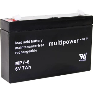 Olovni akumulator 6 V 7 Ah multipower PB-6-7-4,8 MP7-6 Olovno-koprenasti (Š x V x d) 151 x 100 x 34 mm Plosnati priključak 4.8 m slika