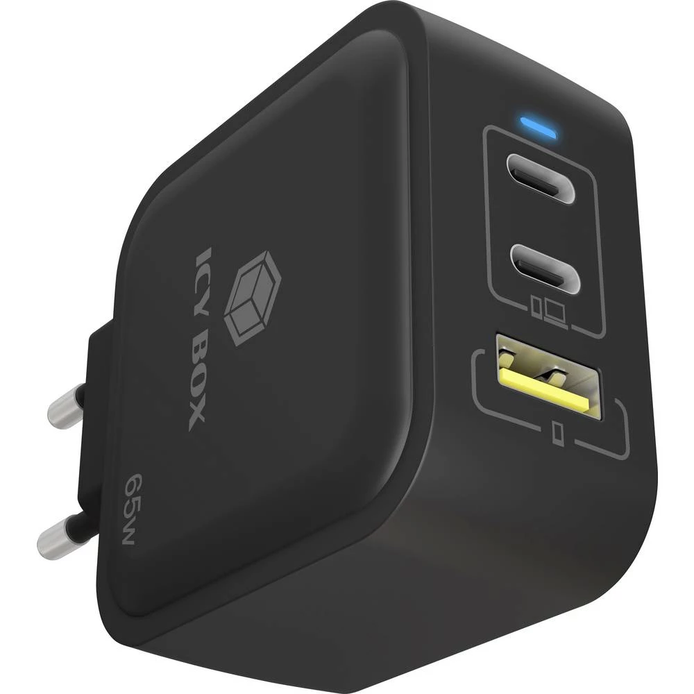ICY BOX GaN Wandladegerät USB-C adapter 65 W crna slika