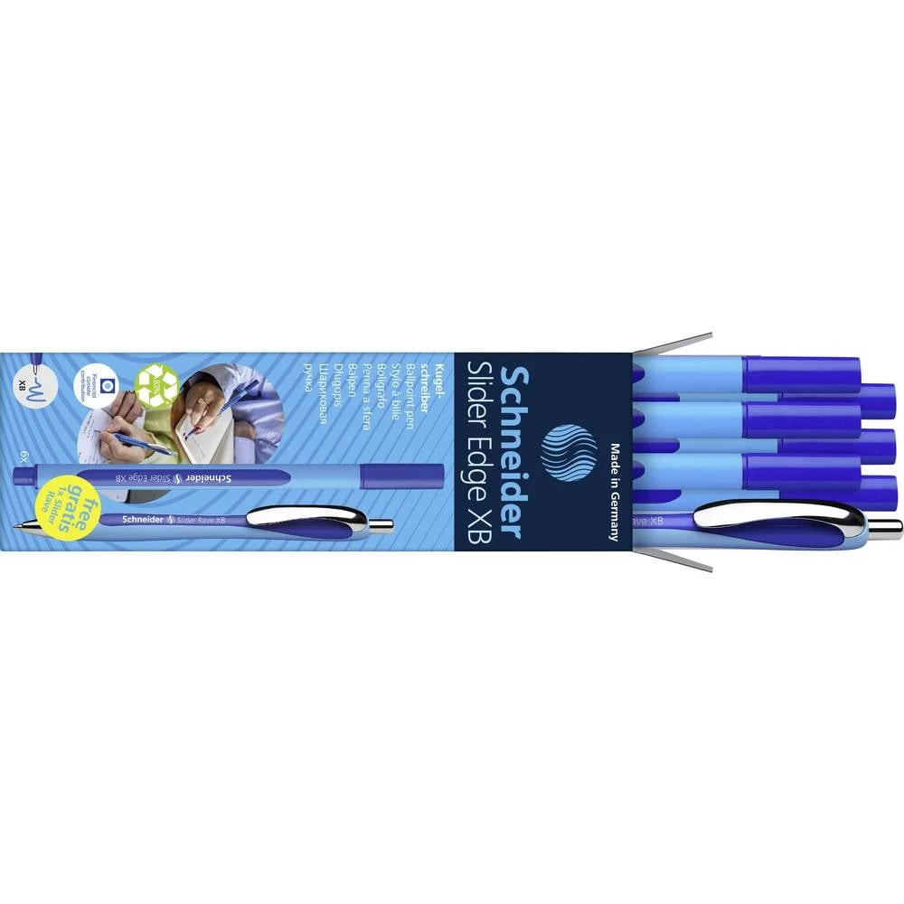 Schneider Schreibgeräte 6x Slider Edge XB + 1x Slider Rave XB blau 152257 kemijska olovka Boja napisanog teksta: plava b slika