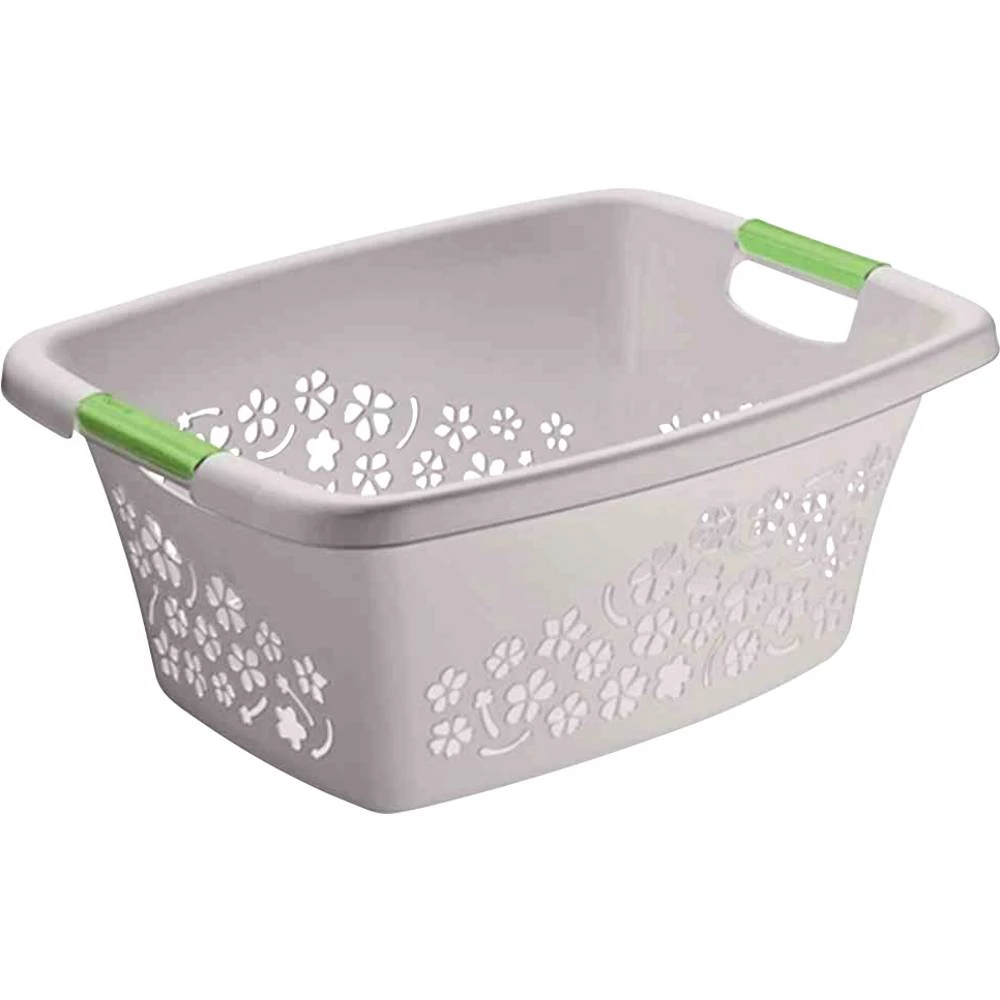 Košara za rublje "Cvijeće" 50 l siva 65,1 x 48,6 x 26,2 cm slika
