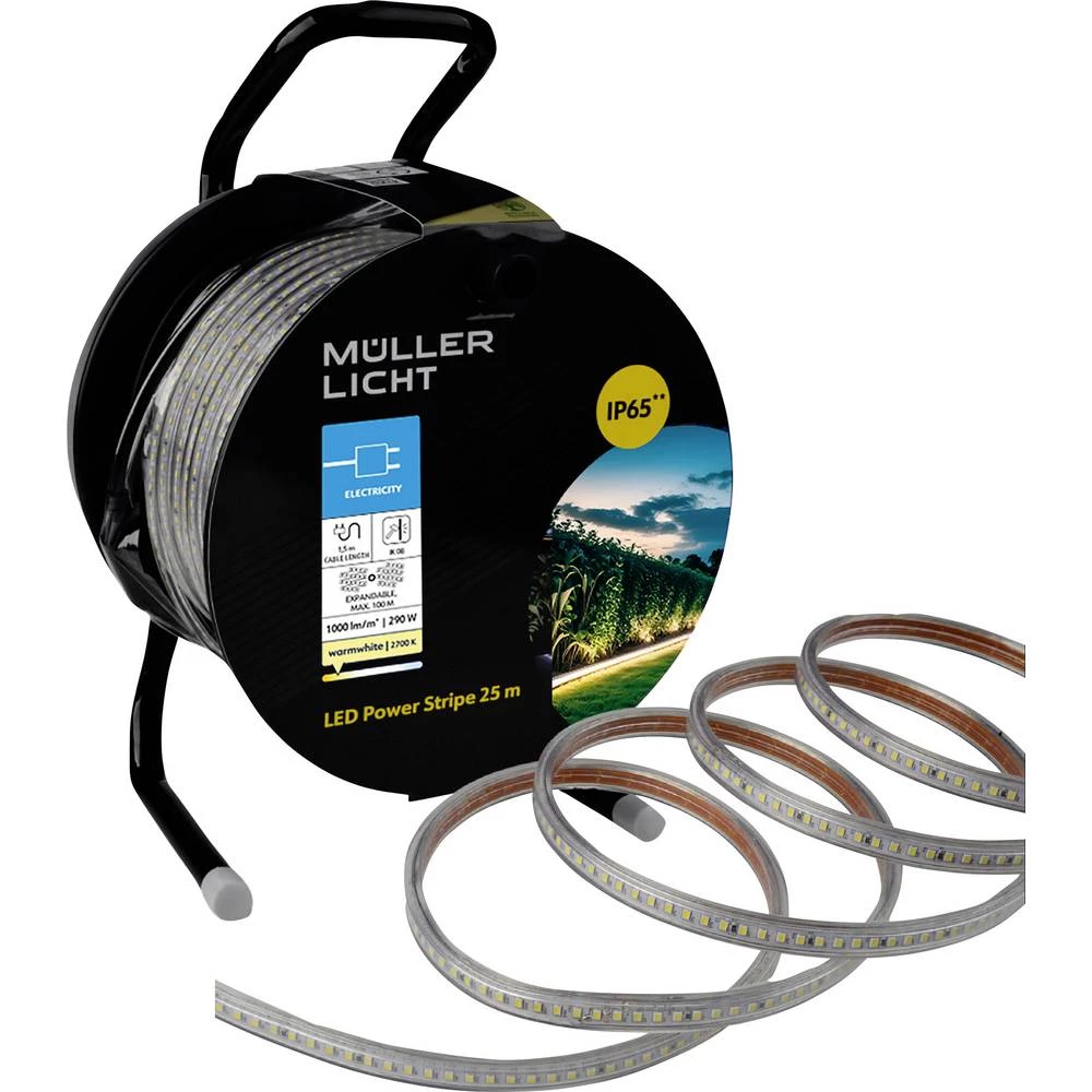 Müller-Licht LED Power Stripe 25 m, 290W, 1000lm/m, IP65 2700K 21600075 LED traka s utikačem 25 m toplo bijela 1 kom. slika