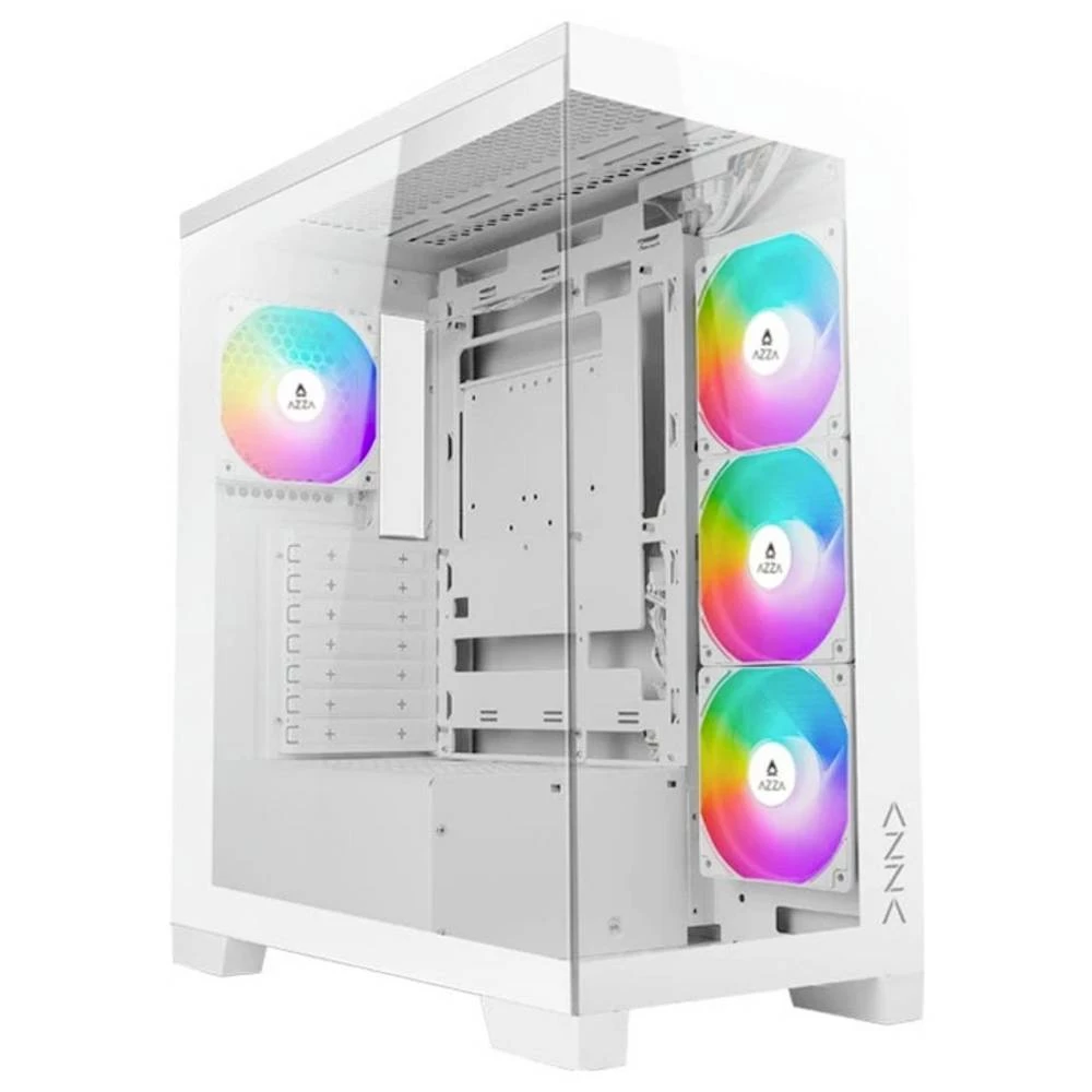 AZZA COVE WHITE midi-tower kućište za računala crna 3 predinstalirana LED ventilatora, 1 predinstalirani LED ventilator slika