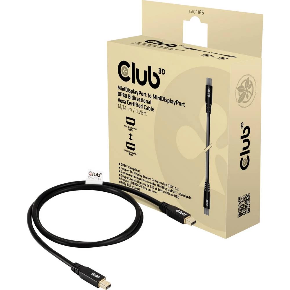 club3D priključni kabel 1 m crna CAC-1165 DisplayPort kabel slika
