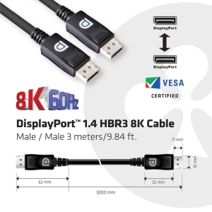 club3D DisplayPort Priključni kabel [1x Muški konektor DisplayPort - 1x Muški konektor DisplayPort] 3 m Srebrna slika