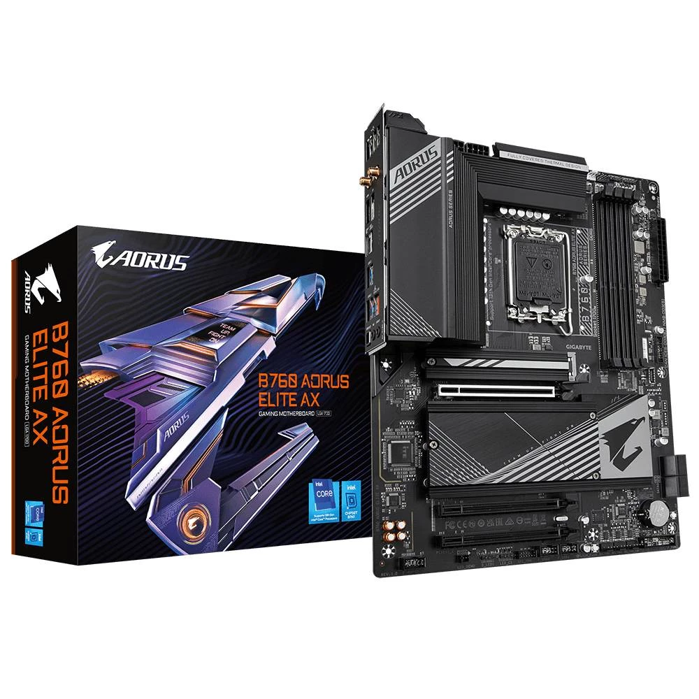 Gigabyte B760 AORUS ELITE AX (rev. 1.0), Intel, LGA 1700, Intel® Celeron®, Intel® Core™ i3, Intel® Core™ i5, Intel® Core™ i7, Intel® Core™ i9,..., LGA 1700, DDR5 SDRAM, 128 GB Gigabyte B760 AORUS E... slika