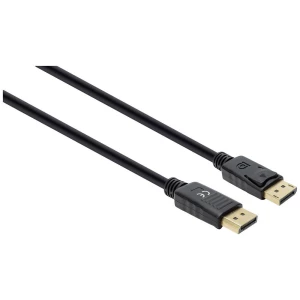 Manhattan DisplayPort priključni kabel DisplayPort utikač, DisplayPort utikač 2 m crna 355575 DisplayPort 1.4, trostruko zaštićen, PVC obloga, pozlaćeni kontakti DisplayPort kabel slika