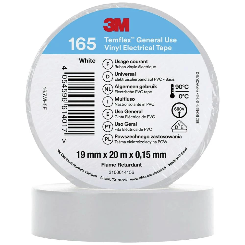 3M  165WH5E izolacijska traka  bijela (D x Š) 20 m x 19 mm 1 St. slika