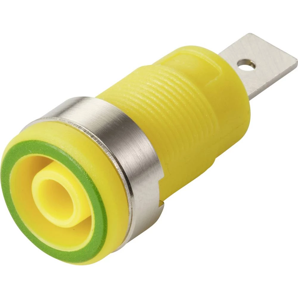 TRU COMPONENTS MP-32 grün-gelb sigurnosna ugrađena utičnica žženski konektor, ravni Zatik-Ø: 4 mm zeleno-žuta 1 kom. Bulk slika