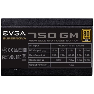 EVGA SuperNOVA 750 GM - Napajanje (interno) - EPS12V / SFX12V EVGA SuperNOVA 750 PC napajanje 750 W SFX 80 plus gold slika