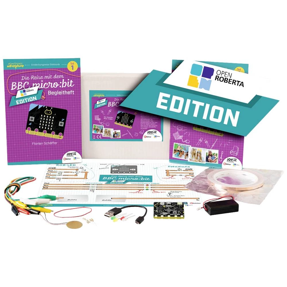 Joy-it Electronic Adventure "Die Reise mit dem micro:bit" V2 (Open Roberta) BBC micro:bit, rad u garaži, električni krug slika