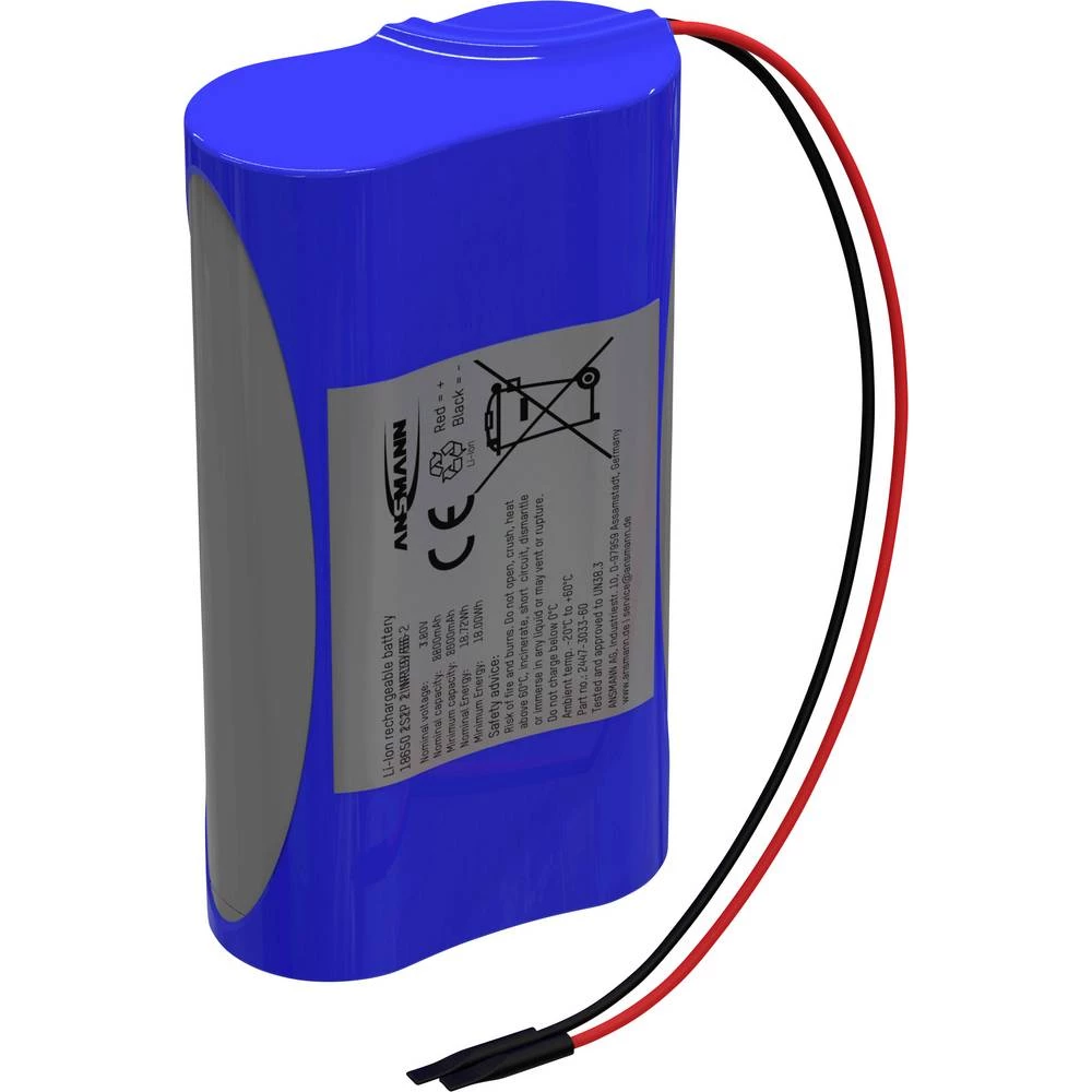 Ansmann 2S1P Akkupack 2x 18650 Kabel Li-Ion 7.2V 2600mAh aku-pack 2x Li-Ion 7.2 V 2600 mAh slika