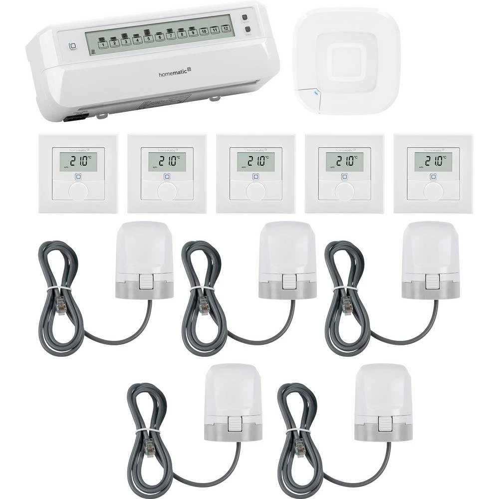 Homematic IP početni komplet podnog grijanja, pristupna točka, pogon, zidni termostat HmIP-HAP2+HmIP-FALMOT-C12+HmIP-VDM slika