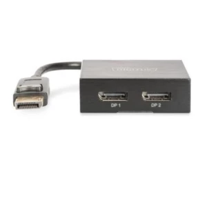 2 ulaza DisplayPort razdjelnik Digitus DS-45404 Metalno kućište, Podržava Ultra HD, S aluminijskim kućištem 4096x2160 Crna slika