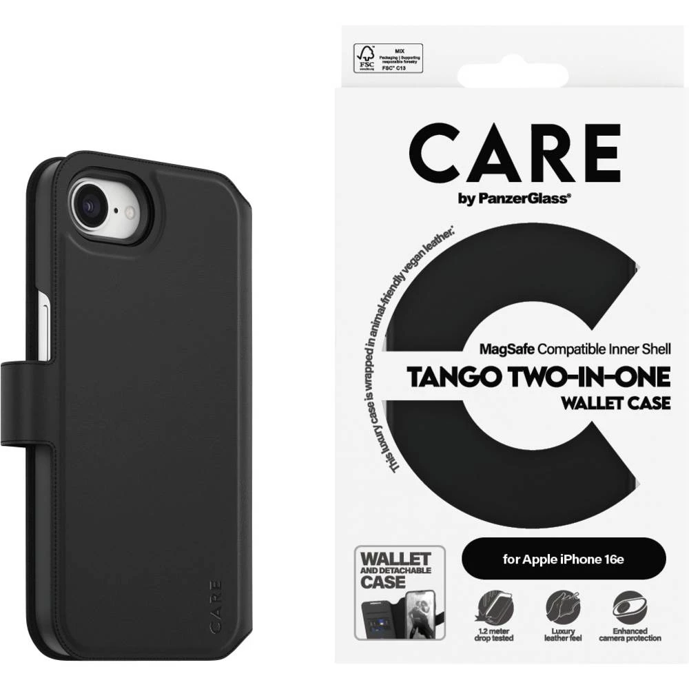 PanzerGlass Tango 2-in-1 Wallet Case knjižica Apple iPhone 16e crna otporna na udarce CRRFTWLG29845 slika