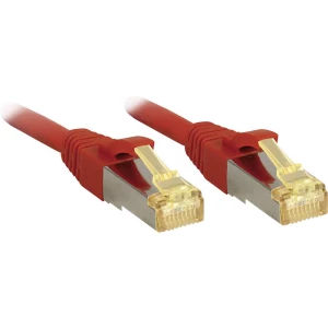 LINDY 47297 RJ45 mrežni kabel, Patch kabel cat 6a (sirovi kabel cat 7) S/FTP 7.50 m crvena sa zaštitom za nosić 1 St. slika
