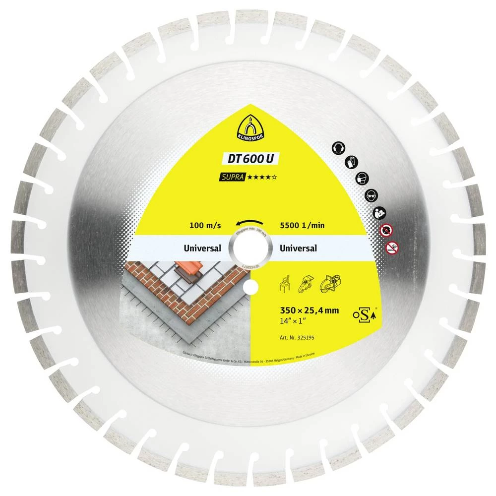 Klingspor 347484 DT 600 U Supra dijamantna rezna ploča promjer 400 mm Promjer bušotine 20 mm građevinski materijali, bet slika