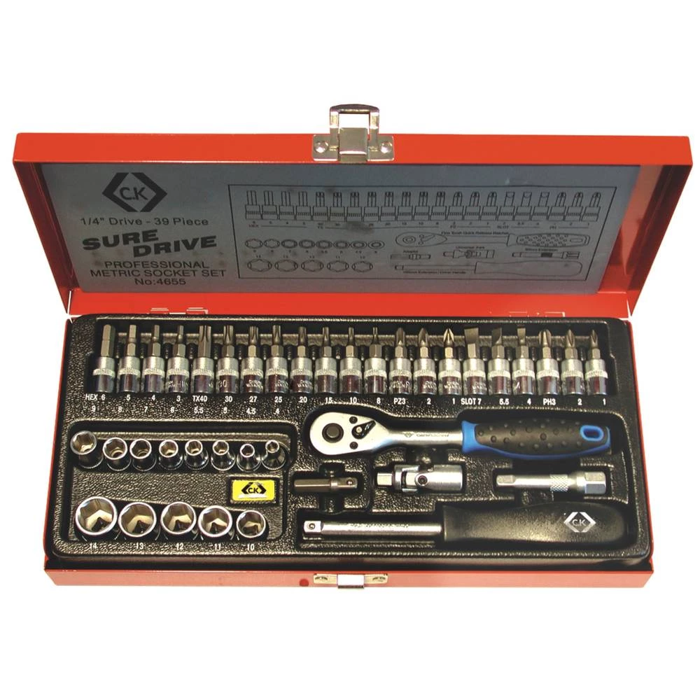 C.K komplet nasadnih ključeva metrički 1/4" (6.3 mm) 39-dijelni T4655 slika