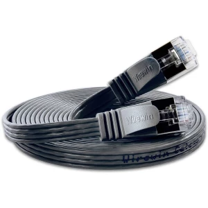 LAN (RJ45) Mreža Priključni kabel CAT 6 U/FTP 0.5 m Crna plosnati Slim Wirewin slika