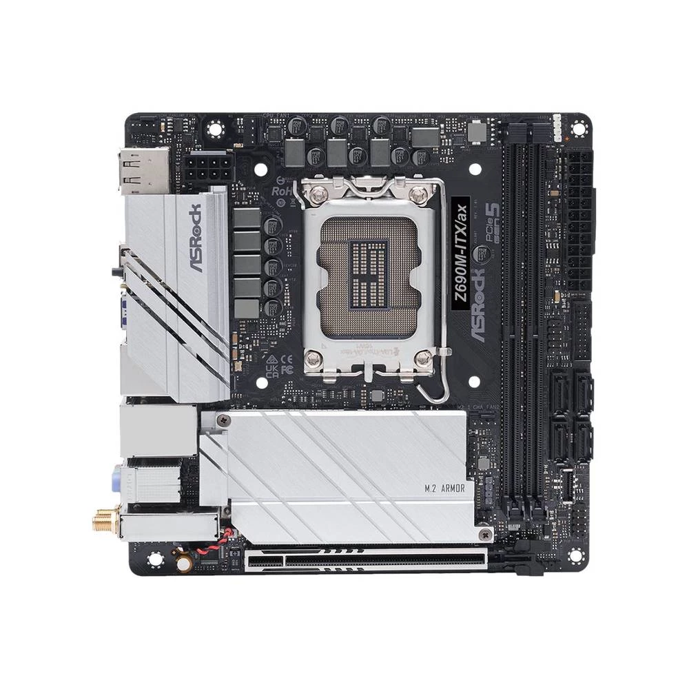 ASRock Z690M-ITX/ax matična ploča Baza Intel® 1700 Faktor oblika (detalji) Mini-ITX Set čipova matične ploče Intel® Z690 slika