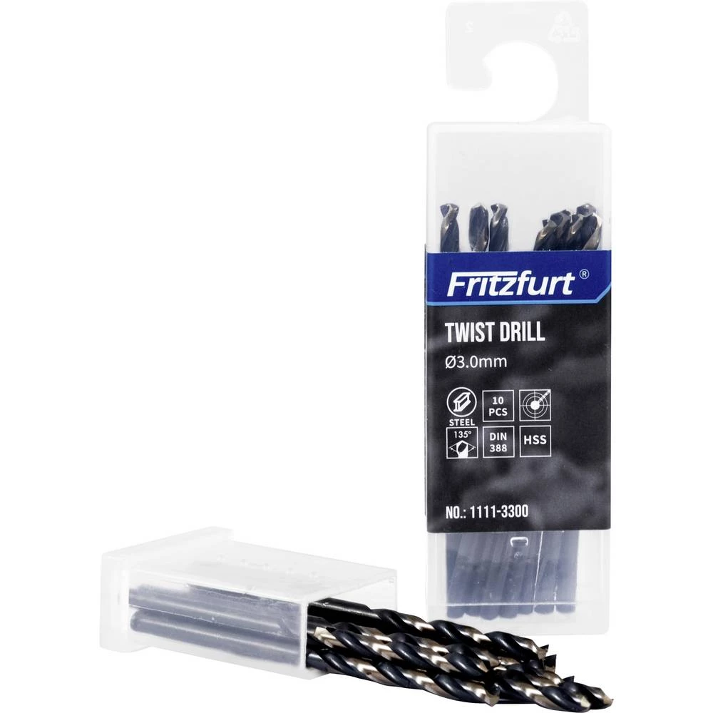 FRITZFURT 1111-3250 metal-spiralno svrdlo 10-dijelni 2.5 mm Ukupna dužina 57 mm otporan na koroziju DIN 338 cilinder 10 slika