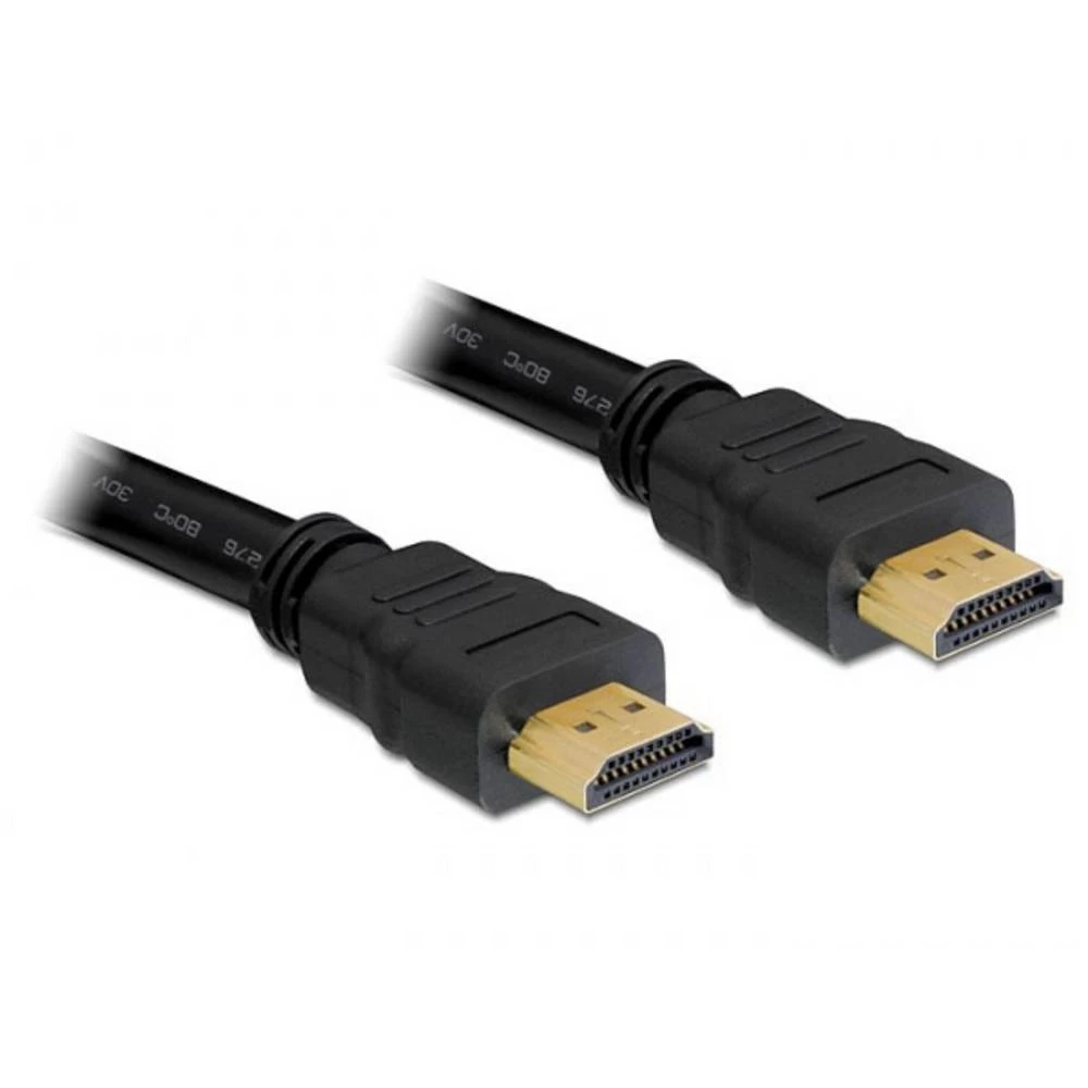 Delock HDMI priključni kabel HDMI A utikač 10 m crna 82709 okrugli, 4K UHD, pozlaćeni kontakti, sukani HDMI kabel slika