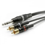 Hicon HBP-6SC2-0090 utičnica / Cinch audio priključni kabel [1x 3,5 mm banana utikač - 2x muški cinch konektor] 0.90 m crna