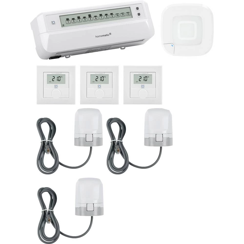 Homematic IP početni komplet podnog grijanja, pristupna točka, pogon, zidni termostat HmIP-HAP2+HmIP-FALMOT-C12+HmIP-VDM slika