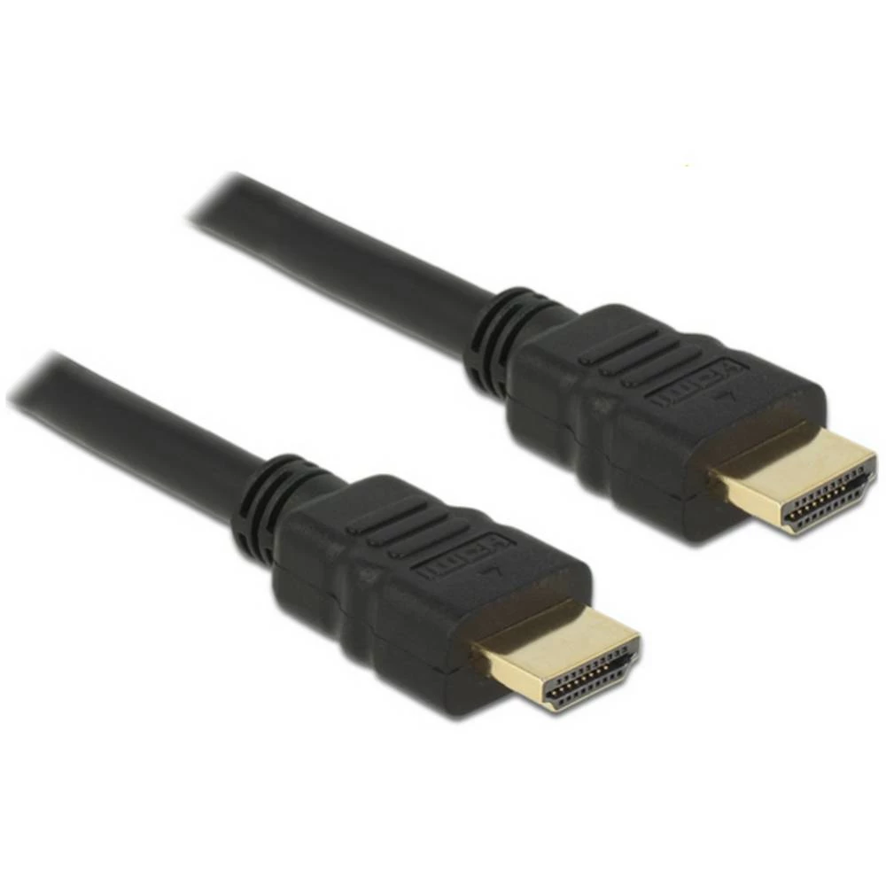 Delock HDMI priključni kabel HDMI A utikač 1 m crna 84752 pozlaćeni kontakti, 4K UHD, dvostruko zaštićen, sukani HDMI ka slika