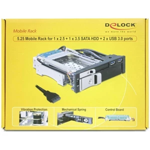DeLOCK 47209 stražnja ploča tvrdog diska 13,3 cm (5,25&quot,) I/O portovi ploča crna Delock 47209 zamjenski okvir za tvrdi disk slika