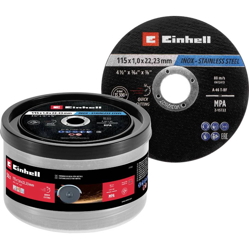 Einhell 711526 set reznih ploča 115 mm 50 kom. metal, nehrđajući čelik, čelik, lim slika