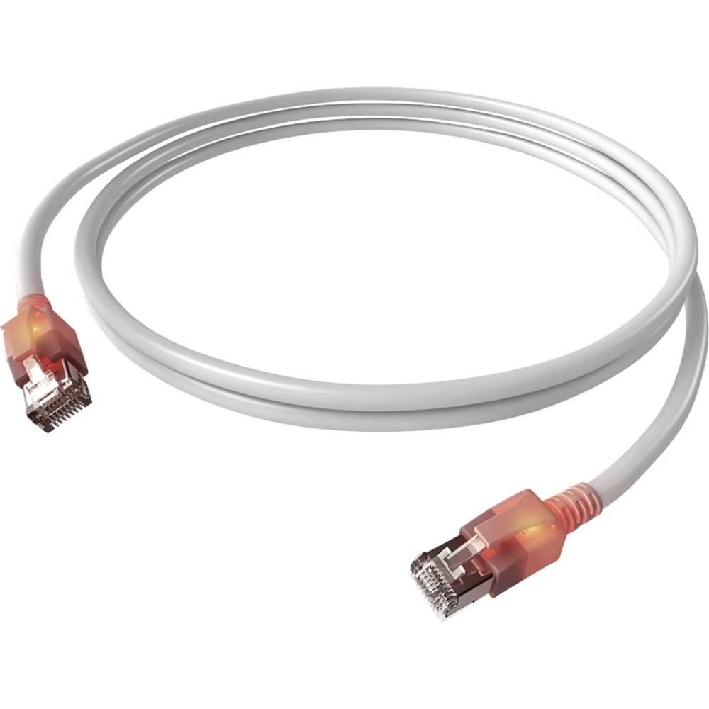 Easylan CS1OWADAD0070 RJ45 mrežni kabel, Patch kabel CAT 6a S/FTP 7.00 m bijela dvostruko zaštićen, bez halogena, vatros slika