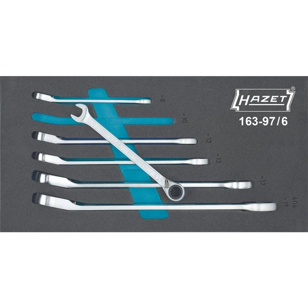 Hazet 163-97/6 prstenasti-viličasti ključ sa račnom-set 6-dijelni Veličina ključa (metrička) (naslov) 8 - 19 mm slika