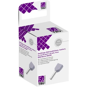 Dvostruka kabelska stopica 2 x 0.75 mm² x 8 mm Izolirani dio Siva TRU COMPONENTS 8571560 100 ST slika