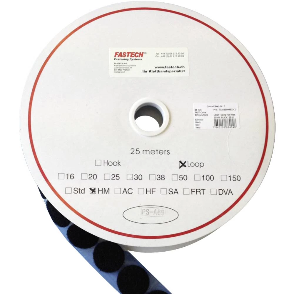 FASTECH® okrugli prianjajući nastavak za lijepljenje vrućom talinom mekana vunena roba (Ø) 35 mm crna 5 m slika