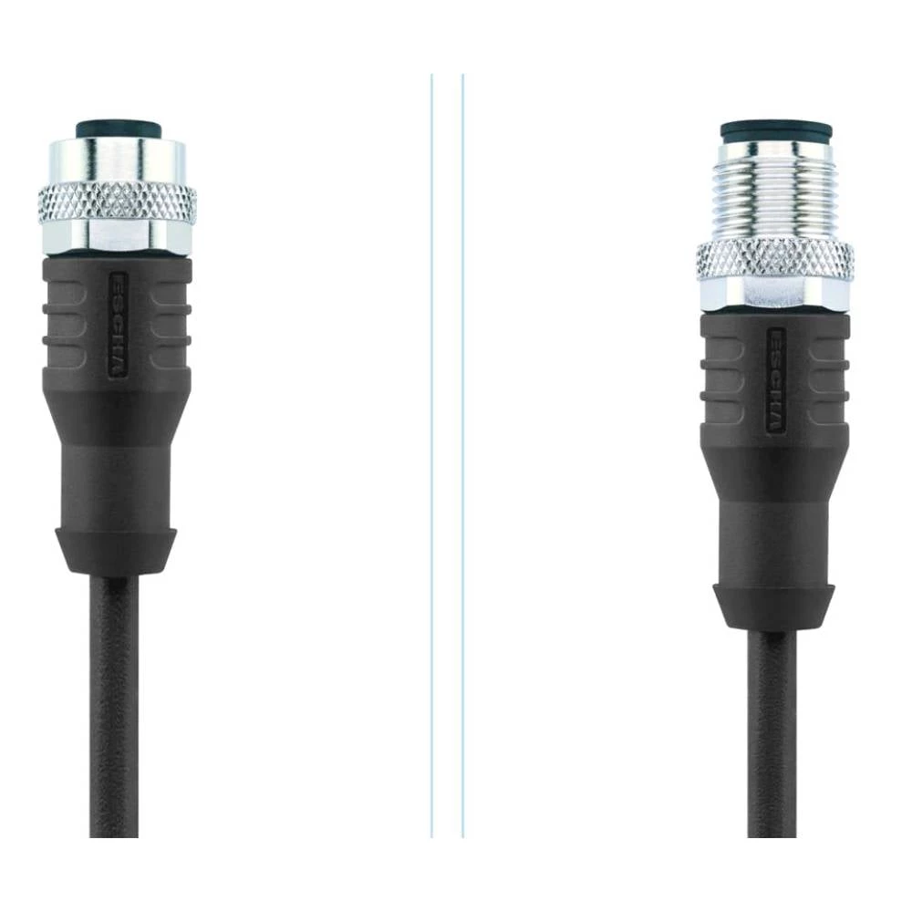 Escha 8046968 utični konektor za senzor/aktivator, konfekcionirani M12 ravni muški konektor, žženski konektor, ravni 2.0 slika