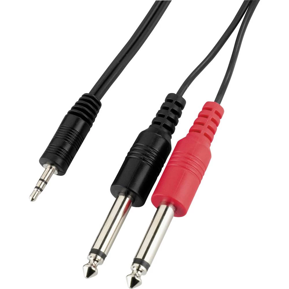 Monacor MCA-204 audio adapterski kabel [2x klinken utikač 6.3 mm (mono) - 1x 3,5 mm banana utikač] 2 m crna slika