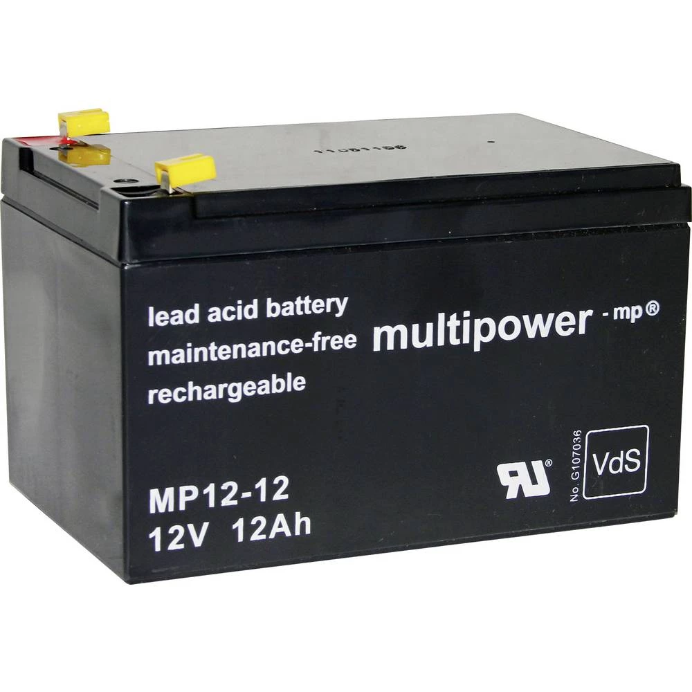 multipower MP12-12 MP12-12 olovni akumulator 12 V 12 Ah olovno-koprenasti (Š x V x D) 98 x 9.9 x 151 mm plosnati priklju slika