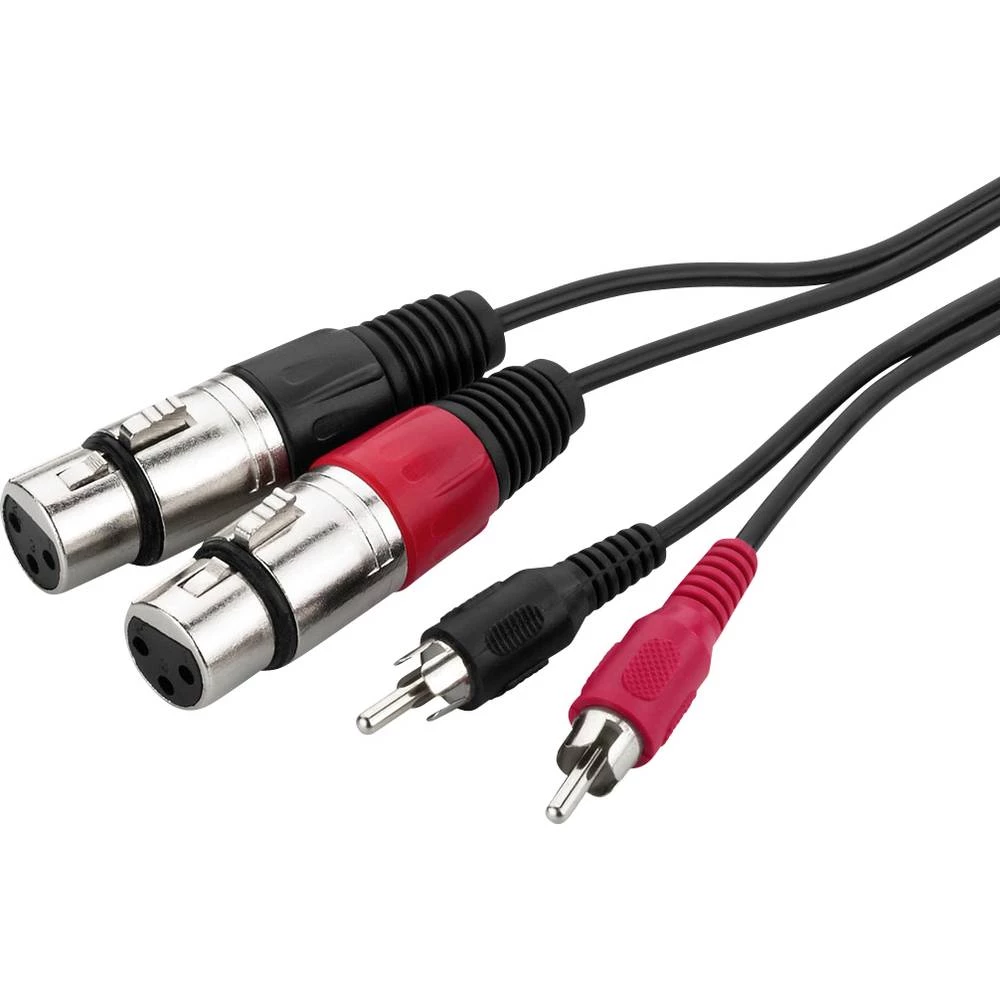 Monacor MCA-127J audio priključni kabel [2x ženski konektor XLR - 2x muški cinch konektor] 1 m crna slika