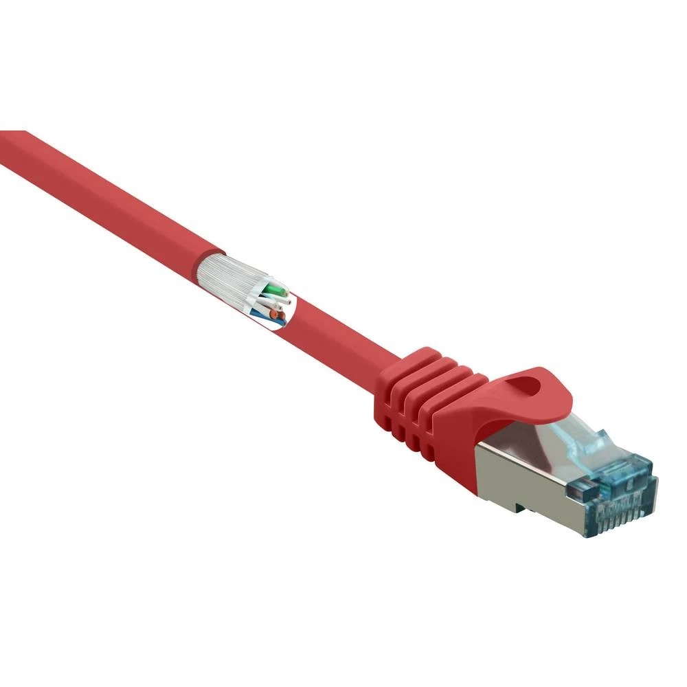 Renkforce RF-5043976 RJ45 mrežni kabel, Patch kabel cat 6a S/FTP 0.15 m crvena vatrostalan 1 St. slika