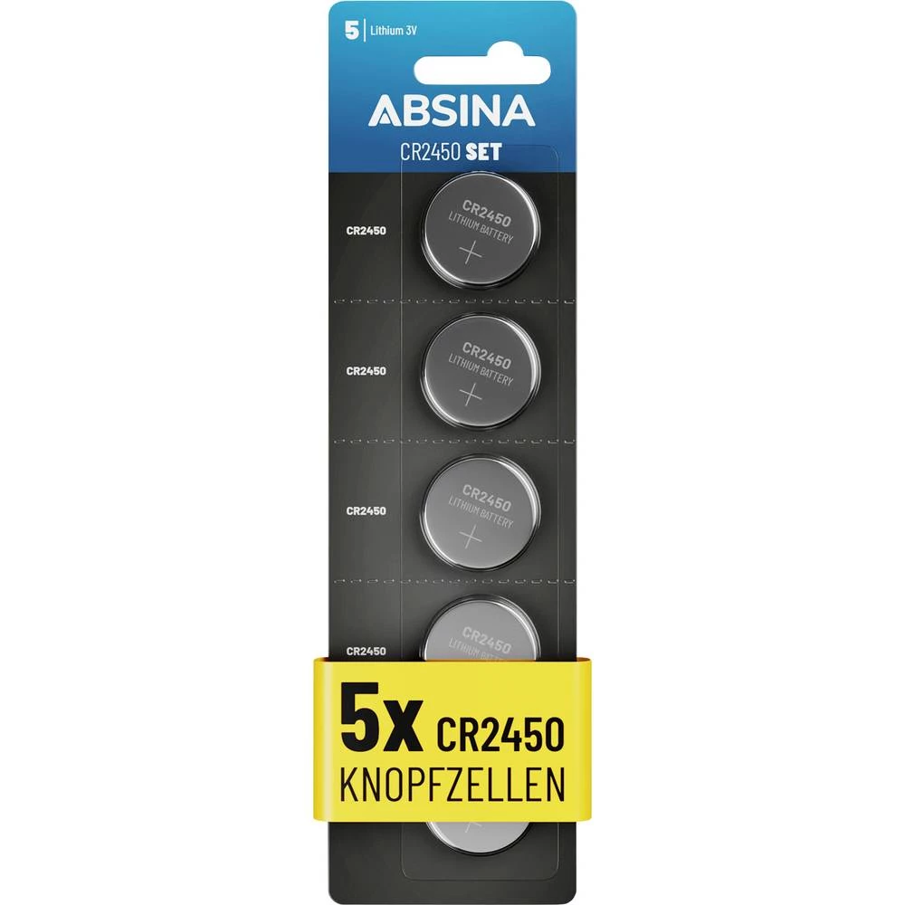 Absina gumbasta baterija CR 2450 3 V 5 kom. litijev slika